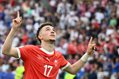 Ruben Vargas after scoring Switzerland's second goal